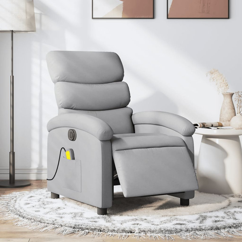 Upholstered Massage Chair, Light Gray Fabric
