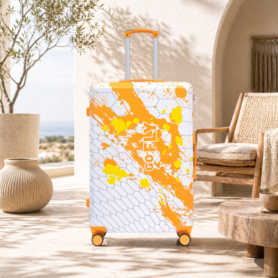 Valise à roulettes 28 pouces pour PC, valise de transport, avec motif imprimé et serrure à combinaison (orange)