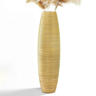  27.5 inches (70cm, 2.3FT) Tall Vases Sturdy, Tall Floor Vase, Luxury, Textured for Decorative Branches Dried Flowers, Floor Vase for Rustic Living Room, Shelf Decor, Resin Gold