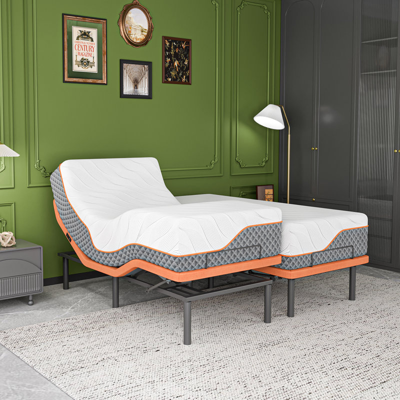 ESHINE Zero Gravity Adjustable Bed Frame With 14 Inch Hybrid Mattress, Pillow Tilt, Massagae, Wireless Control- 5000Series