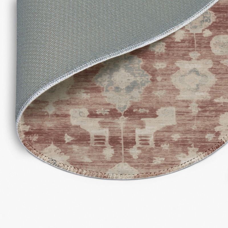 Overdyed Gray Indoor and Outdoor Area Rug, Round 5'