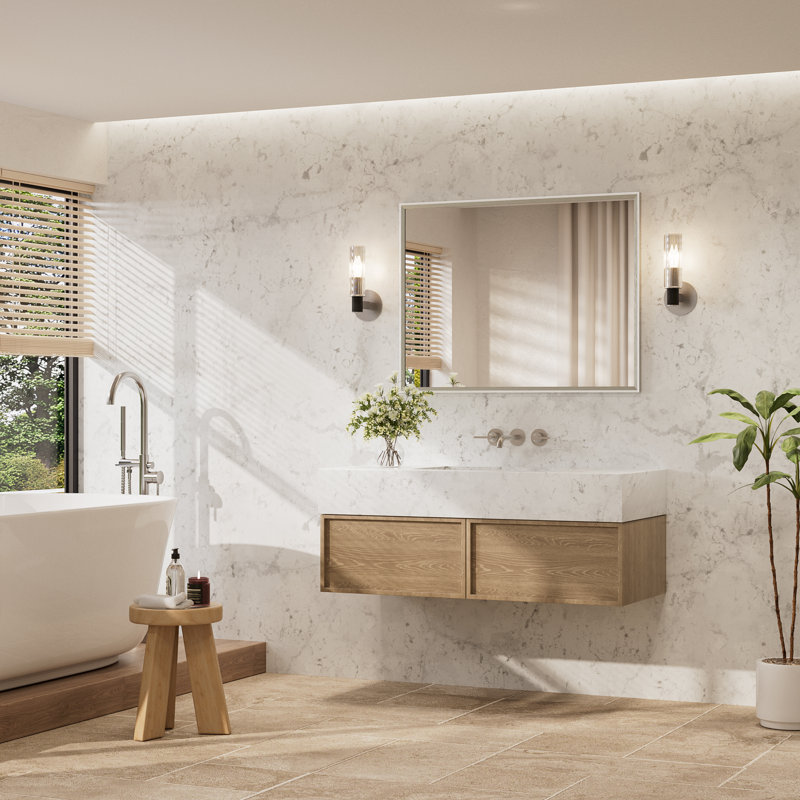 Miroir de salle de bain rectangulaire, 40 po x 30 po, Nickel brossé