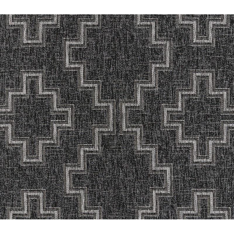 Tapis intérieur / extérieur noir / gris Fecteau, Tapis de couloir 2 pi 7 po x 7 pi 6 po