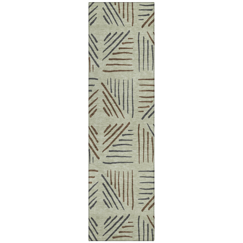 Machine Washable Indoor/Outdoor Kugler ACN2413 Geometric Rug, Runner 2'3" x 7'6"