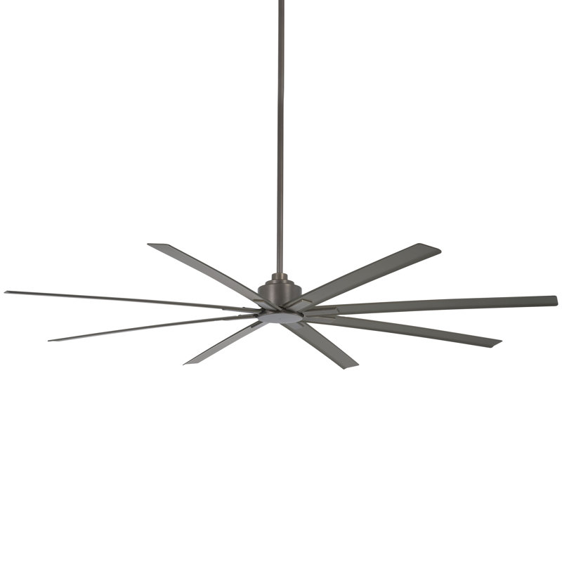 84" Xtreme 8 - Blade Outdoor Standard Ceiling Fan with Remote Control, Smoked Iron
