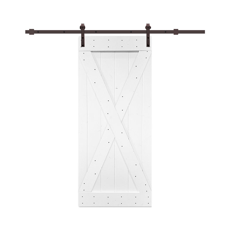 84'' Solid Wood Paneled Painted without Installation Hardware Kit Barn Door, 38" x 84", Pure White