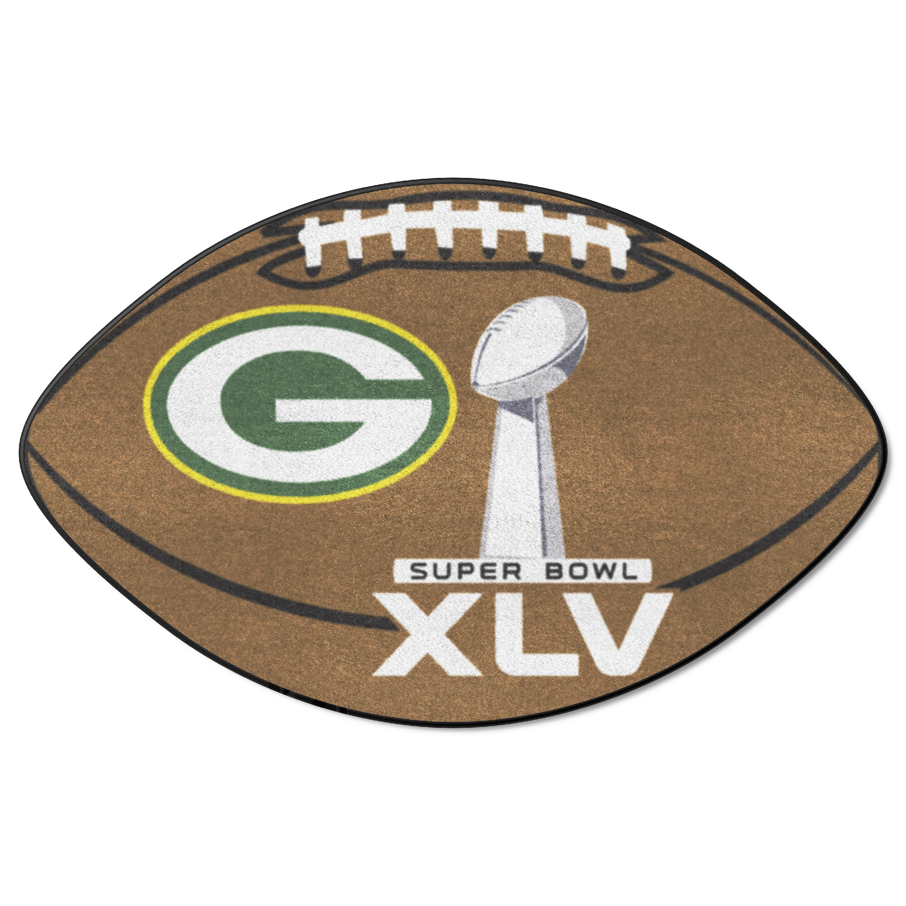 20.5 x 32.5 Brown & White NFL Green Bay Packers Football Shape Mat