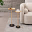 Table d'appoint réglable 2 pièces, base en marbre naturel, plateau en métal doré, table de bout à piédestal décoratif polyvalent et durable
