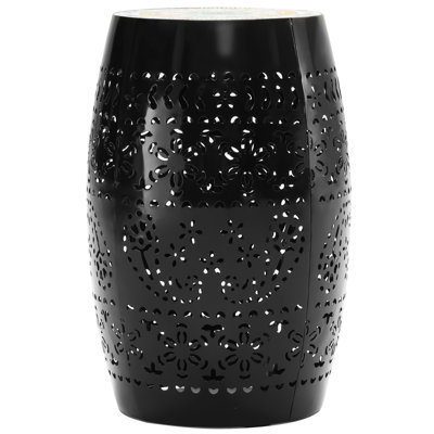 Black 12" Side Table | Enchanting Mosaic With Ceramic Tile And Robust Metal Frame Multipurpose For Indoor Outdoor Use As Patio Plant Table, Balcony Functional Art Snacks Beverages Effortlessly Put