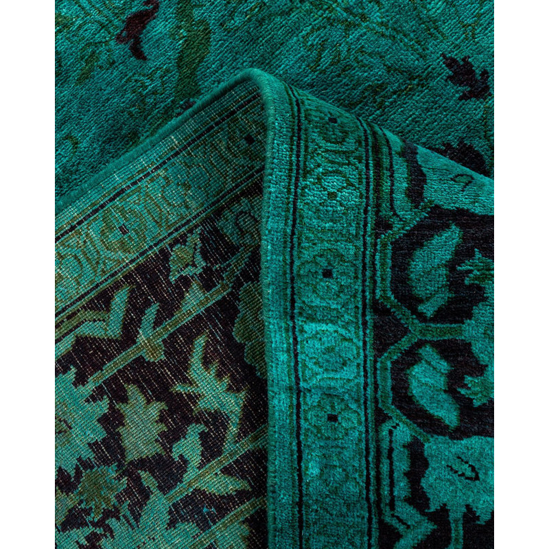 Tapis unique fait à la main Vibrance - bleu, 6 pi 1 po x 8 pi 9 po