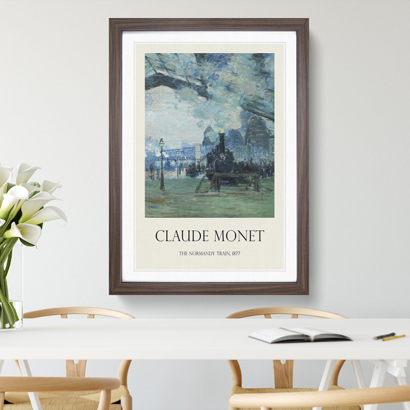 Normandy Train by Claude Monet - Picture Frame Painting, 65cm H x 48cm W x 2cm D, Walnut