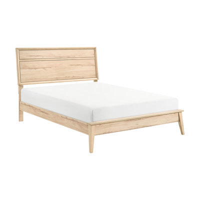 Grand lit en chêne naturel de style Mid-Century, option de mobilier de chambre à coucher classique, finition élégante pour la chambre à coucher