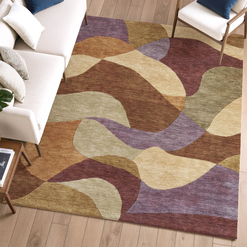 Premium Machine Washable Mayfield AMF2141 abstract Rug, Paprika, 9' x 12'