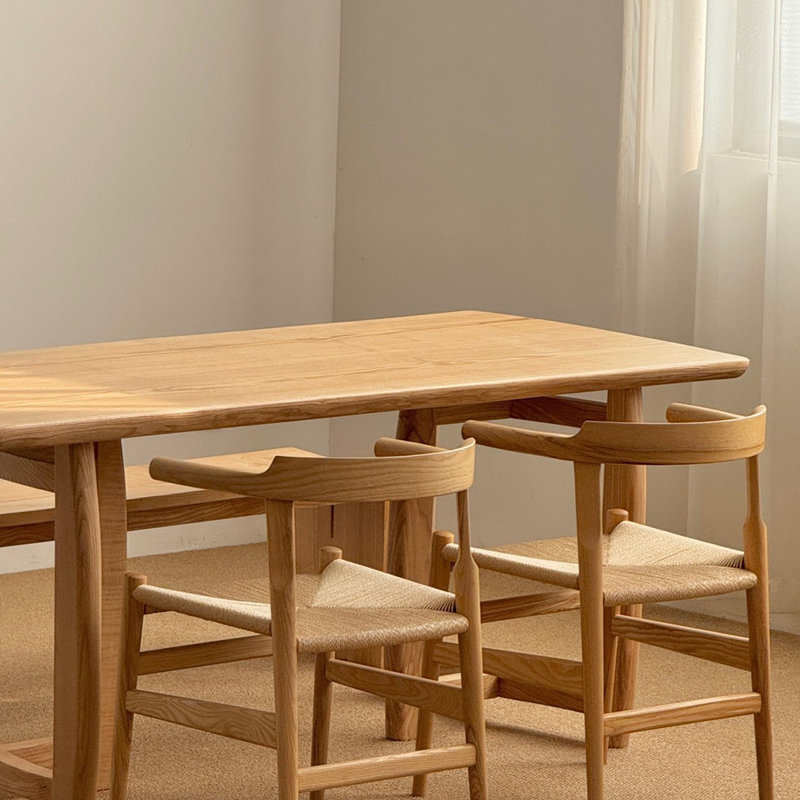 Table de salle à manger en bois massif naturel, H 29,53 po x L 59,06 po x l 31,5 po