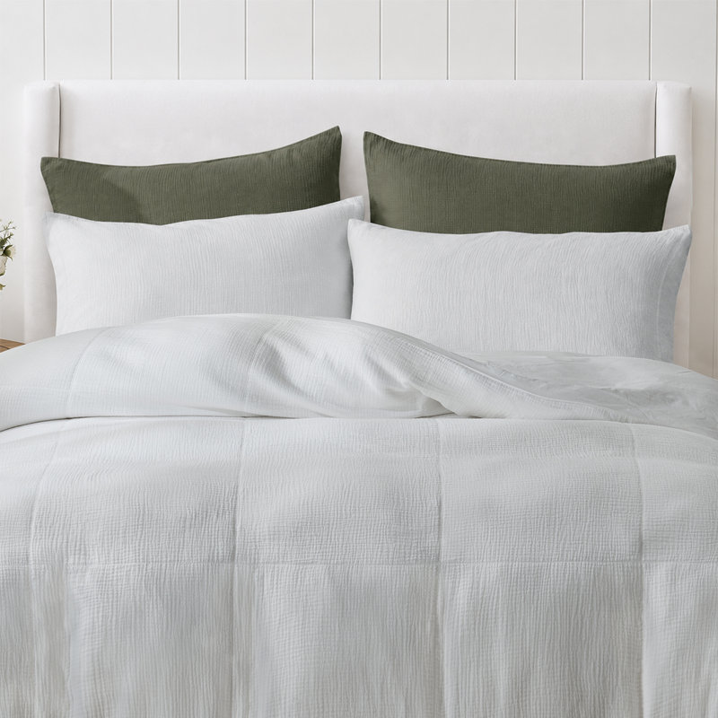 HYPREST 100% Cotton Duvet Cover Queen Size Muslin Gauze,Soft Textured White, White, Queen