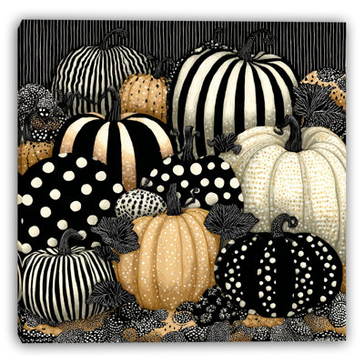 Striped Pumpkin Gathering Wrapped Canvas Wall Art