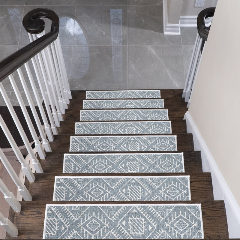 Tapis d'escalier intérieur antidérapant Groenlo, gris