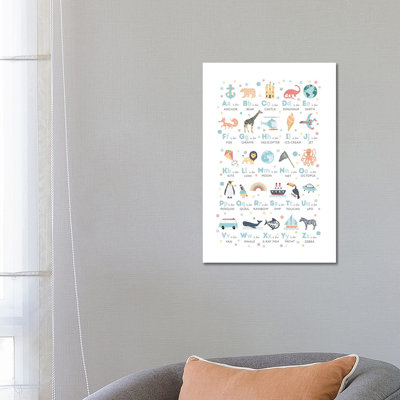 Boys Illustrated Alphabet - Wrapped Canvas Print