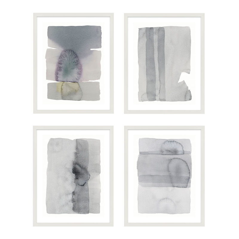 Gray On Gray Set Of 4 Painting by Jacques Pilon, 30" H x 24" W, White