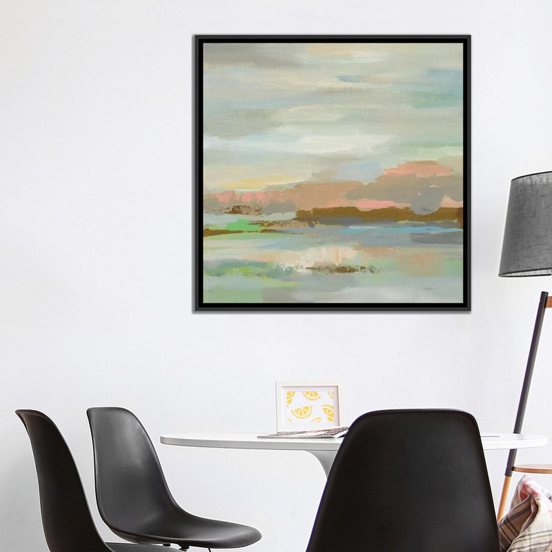 « spring désert i », impression sur toile, H 18 po x l 18 po x P 1,5 po, Toile avec cadre noir, Pas de tapis