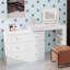 Bureau de meuble-lavabo avec miroir et lumières, conception à couvercle rabattable, 7 tiroirs, 9 compartiments, 3 tablettes et 3 modes de couleur réglables pour la chambre à coucher-2130928665