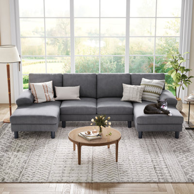  Torrence 105'' Upholstered U-Shaped Sectional Sofa with Double Chaise
