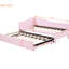 Lit de jour simple rembourré rose avec lit gigogne pour une utilisation flexible de l'espace - Lit gigogne extensible de taille L, chambres d'amis adaptées