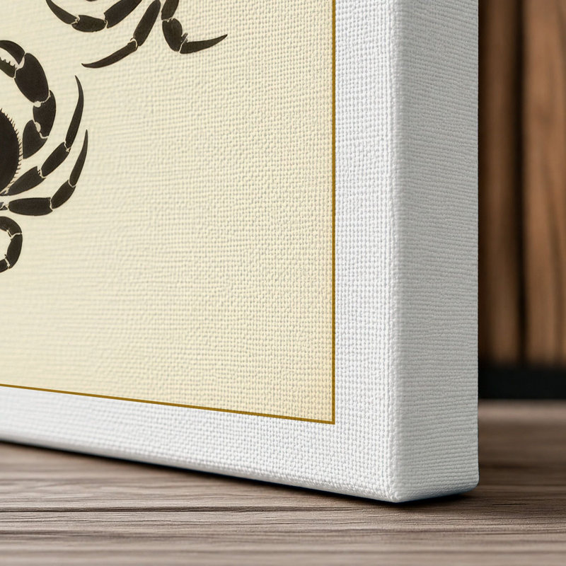 Four Crabs Japandi - Wrapped Canvas, 30x20 - 76.2 x 50.8 cm, White Border