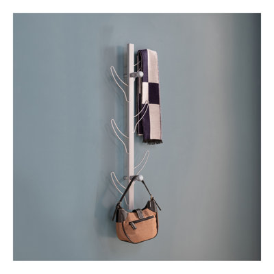 Vertical Eight Hook Coat Rack Wall Mount - Silver