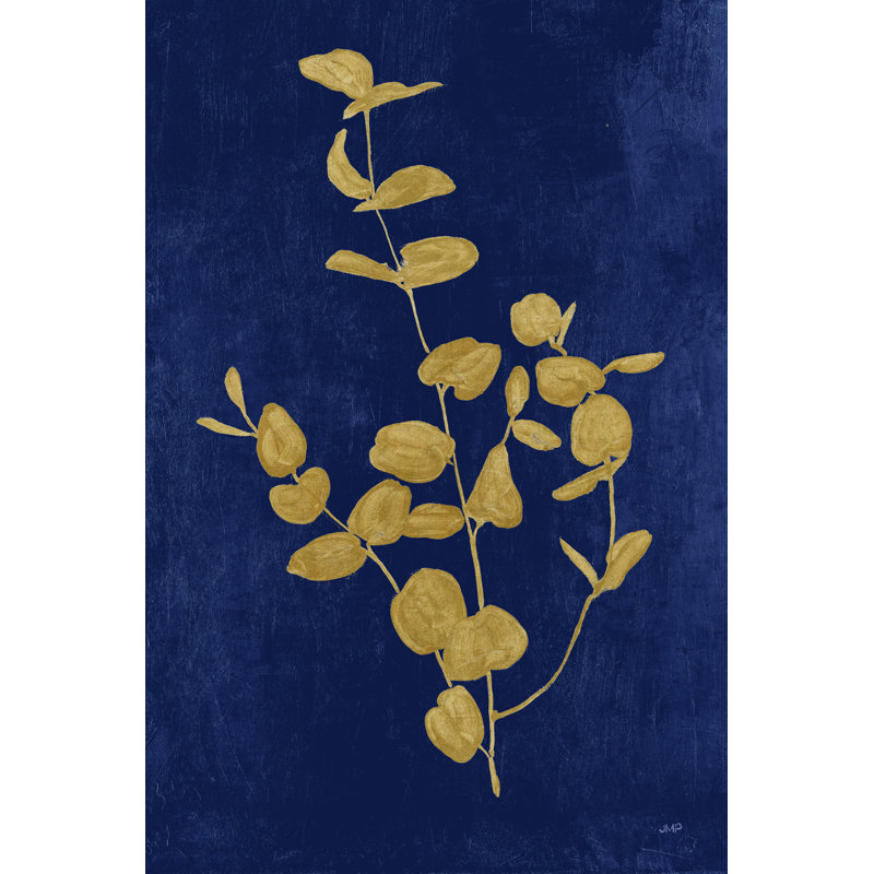 «Botanical Study II Gold Navy» par Julia Purinton - reproduction imprimée, H 48 po x l 32 po