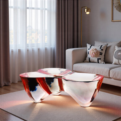 Luxury-Style Transparent Red Resin Coffee Table