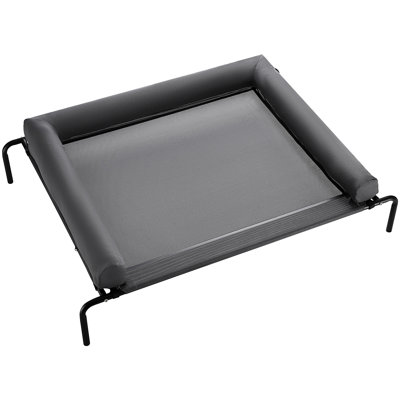 Portable Raised Dog Bed - Elevated Cot For Big Pets, Gray Xl Pillow Provided, Waterproof And Oil Mesh, Stable Support 110 Lbs, Comfortable Resting Space Tool Setup, Black Steel Dogs With Pillow,