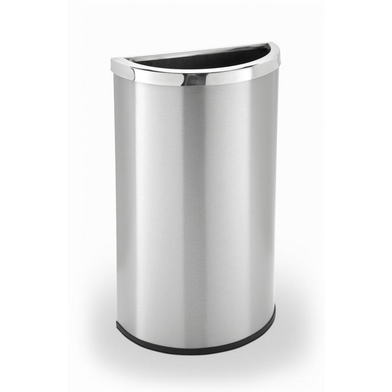 Poubelle 15 gallons en acier inoxydable demi-lune