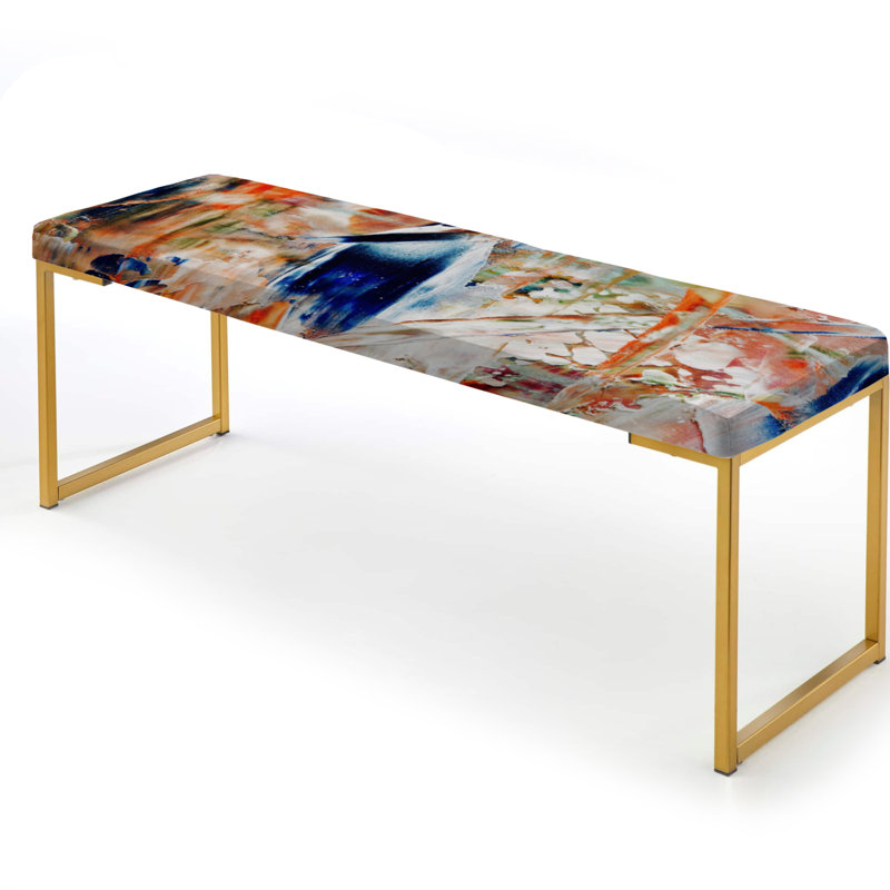 Findley - Abstract Modern Upholstered Gold Bench