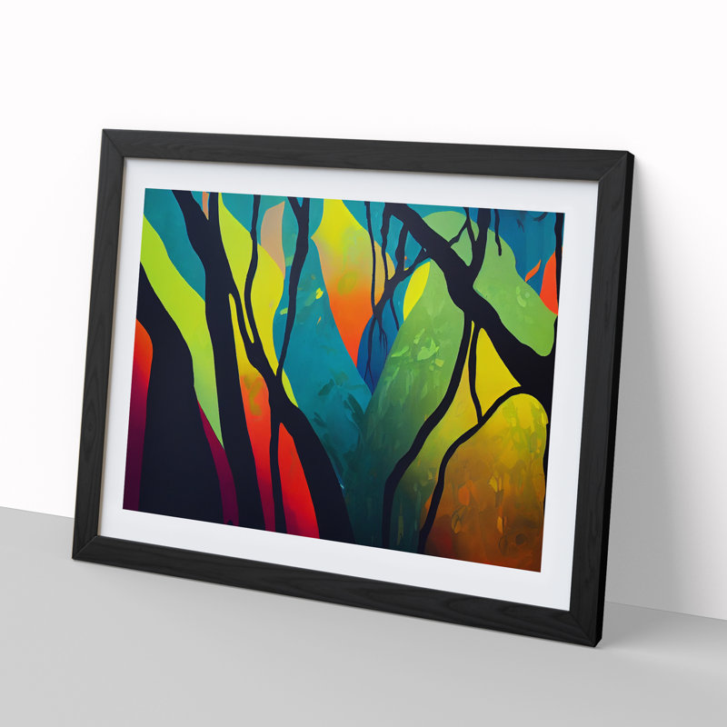 Astounding Modern Abstract Art - Single Picture Frame Print, 46cm H x 64cm W x 2cm D, Black Framed