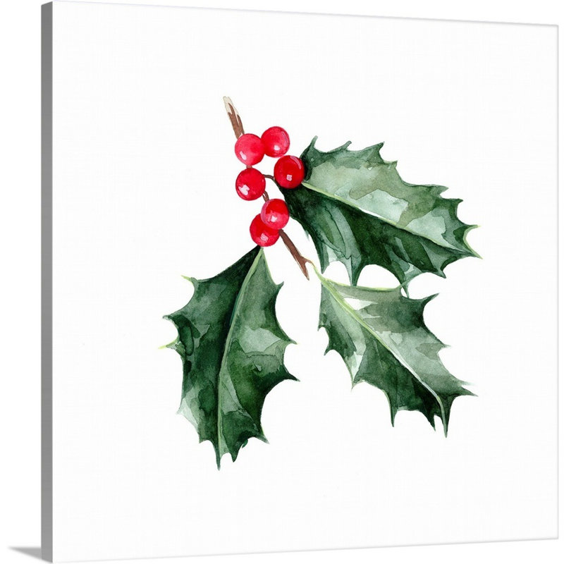 " Christmas Holly I " by Emma Scarvey Painting Print, 20" H x 20" W x 1.25" D, Wrapped Canvas