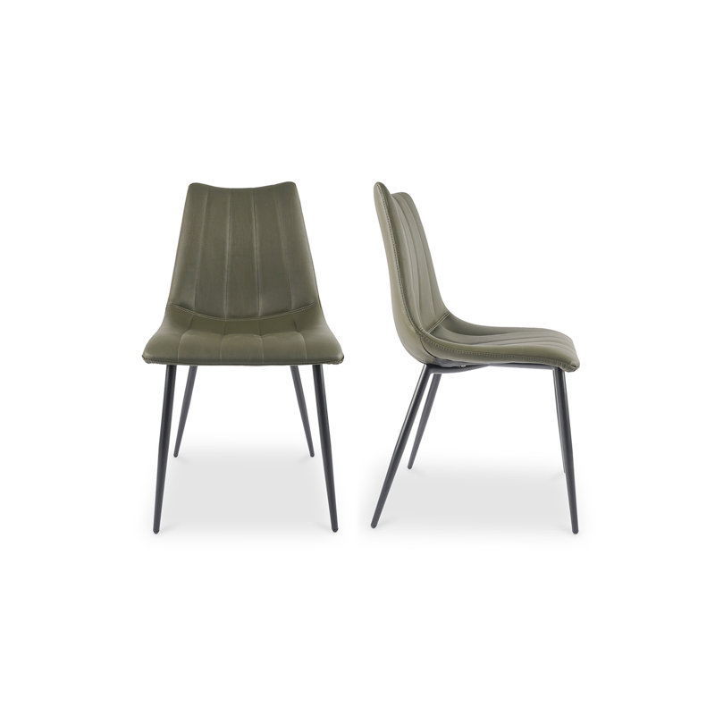 Finnigan Upholstered Dining Chair, Light Green Faux Leather