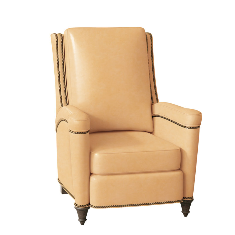 Mayes Recliner, Aspen Lenado Brown Genuine Leather, Cobblestone, French Natural