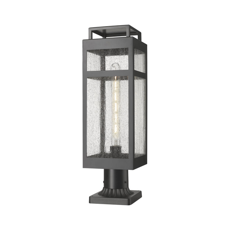 Lampadaire d'extérieur 7 po avec verre bullé 7 lumières, Verre bullé, Noir mat