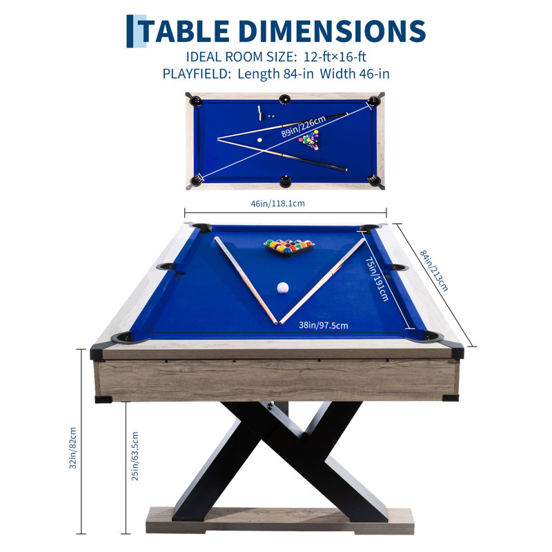 Blue Elephant 213.4cm L Pool Table, Blue