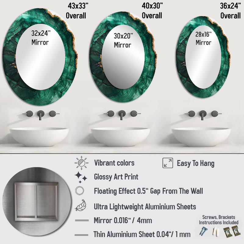Miroir mural Emerald, 43 po x 33 po