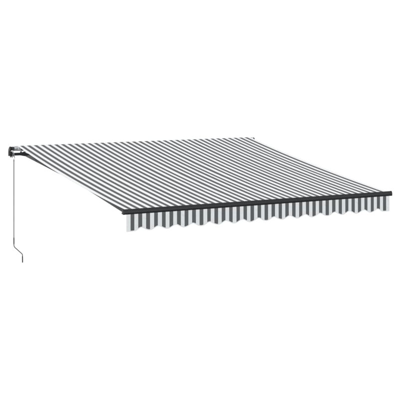 Dakota Fields Polyester Cover Retractable Patio Awning, 400 x 300cm, Anthracite/White/Black, Striped