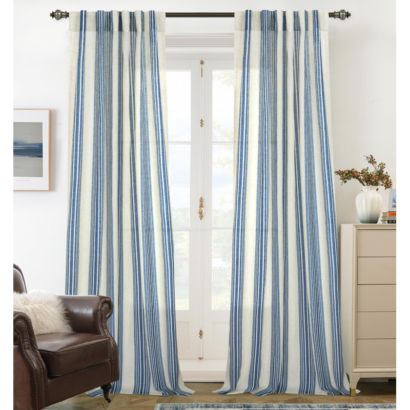 Rideaux semi-transparents avec passe-tringle Chris, L 52 po x L 108 po, Bleu marine jean