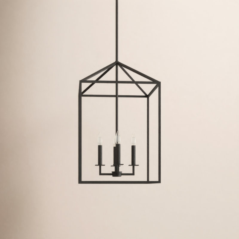 Lustre rectangulaire à 4 lumières Ellis, H 18,5 po x l 12,25 po x P 12,25 po, Non, Forgeron