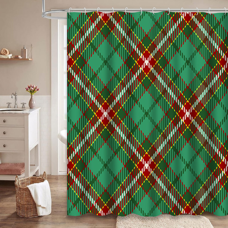 Rideau de douche Tartan, L 72 po x l 84 po