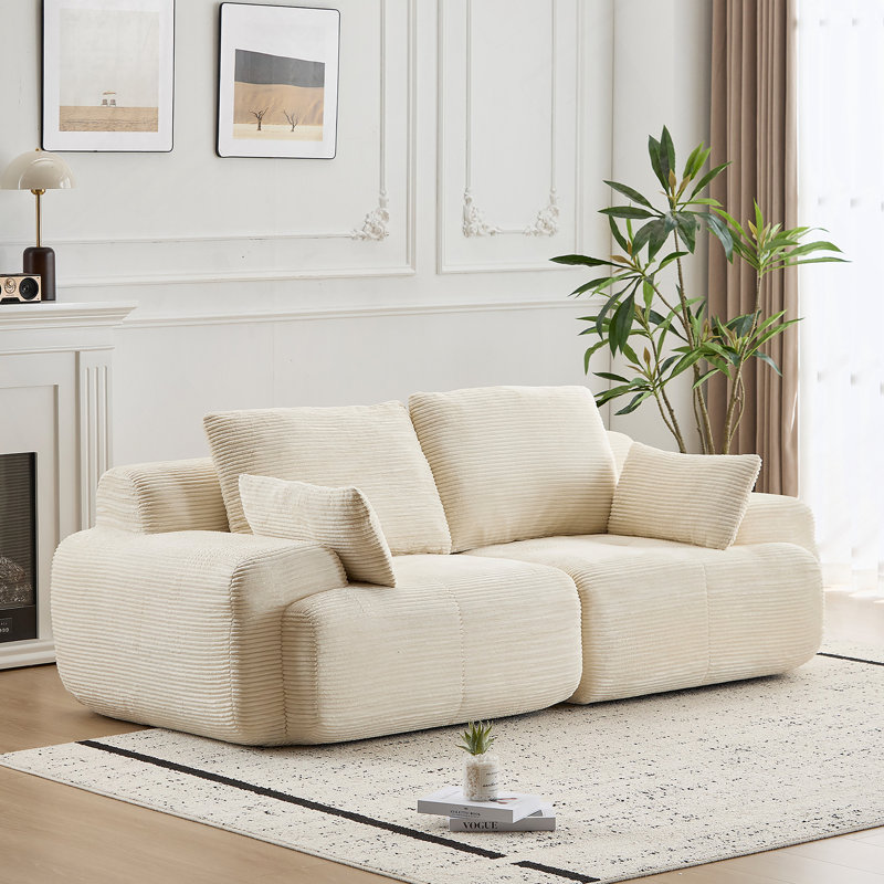 Canapé moderne en mousse à mémoire de forme compressée, grand canapé modulaire à 2 places pour le salon, canapé modulaire Cloud pour animaux de compagnie, tissu en velours côtelé, causeuse très profonde, sans assemblage avec coussins