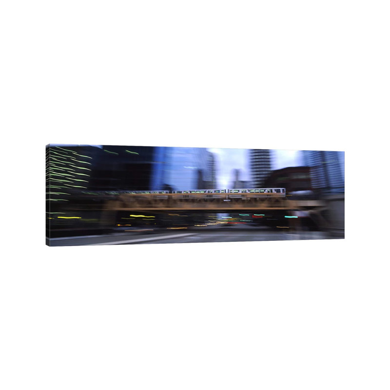 Electric Train Crossing A Bridge - Wrapped Canvas Panoramic Print, 30.48 cm H x 91.44 cm W x 3.175 cm D