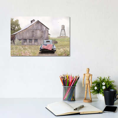 Flag On Tailgate by Lori Deiter - Wrapped Canvas Print