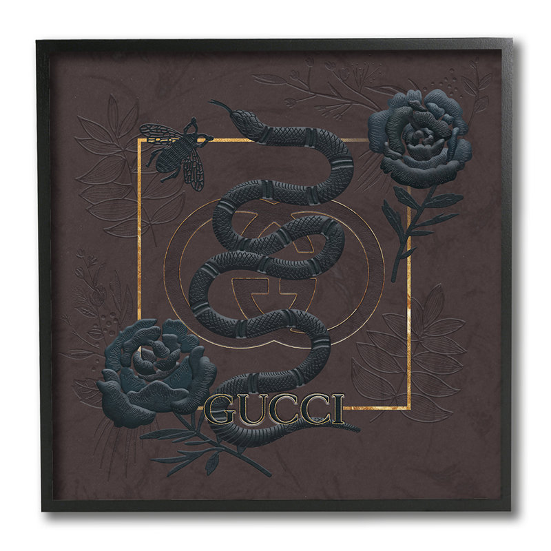 «Dark Glam Fashion Brand Snake Rich Floral» par Ziwei Li - impression d'art graphique, H 12 po x l 12 po x P 0,5 po