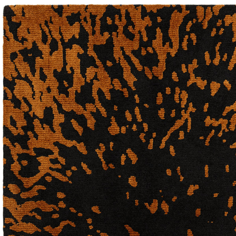Alaisdair Splash Abstract Black Orange Area Rug, Rectangle 200 x 290 cm